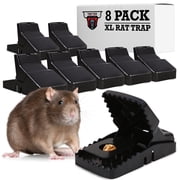 TwinTwinTech Extra Large Jaws Reusable Rat Snap Traps, Touch-Free, 8 Pack