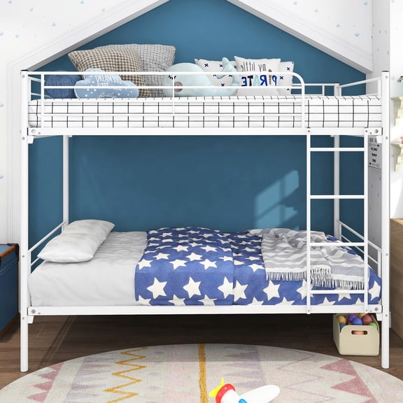 Twintwin Bunk Bed With Metal Frame - White. Space Saving & . No Quaking, Noiseless. Included. Under Storage For Clothes And Efficient Stable. Noise, Strong Build. Access. Extra