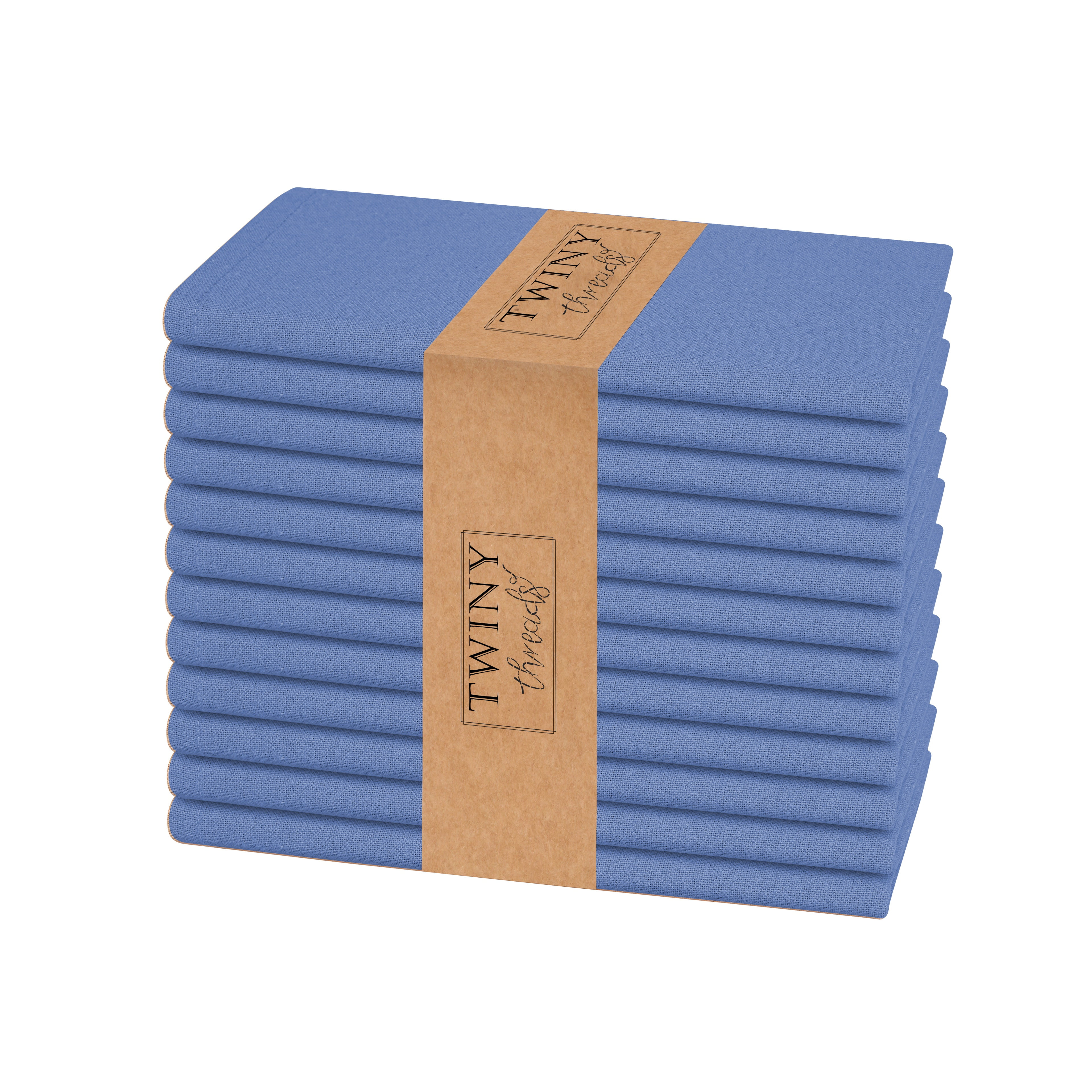 TWINY Threads Set 12 Tovaglioli In Cotone E Lino 47x47cm - Morbidi E Assorbenti - Bianco - 2