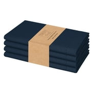 Twiny Threads Set of 4 Hemstitch Reusable Cloth Dinner Napkins - Navy