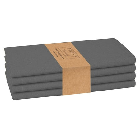 Twiny Threads Set of 4 Solid Reusable Cloth Dinner Napkins - Grey