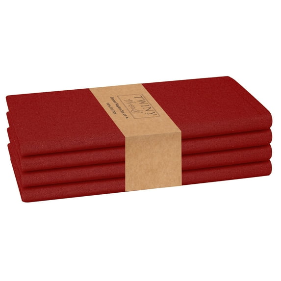 Twiny Threads Set of 4 Solid Reusable Cloth Dinner Napkins - Red