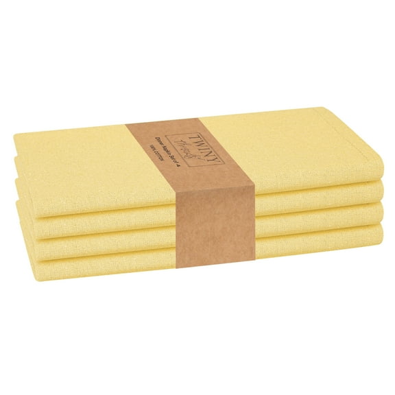 Twiny Threads Set of 4 Solid Reusable Cloth Dinner Napkins - Sandal Yellow
