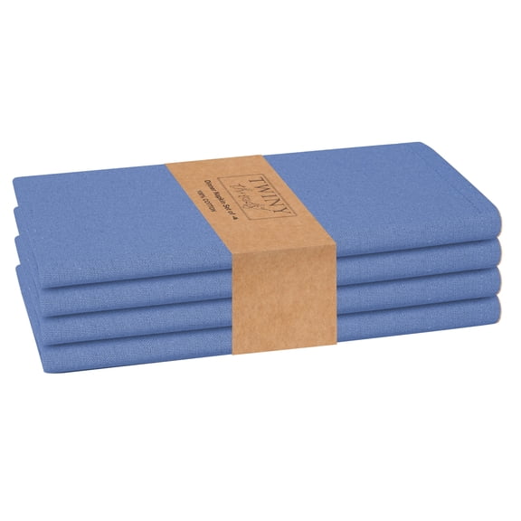 Twiny Threads Set of 4 Solid Reusable Cloth Dinner Napkins - Sky Blue