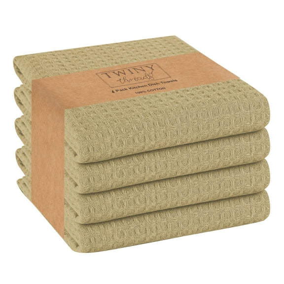 Twiny Threads Waffle Kitchen Towel 16"x26" Set of 4 - Beige