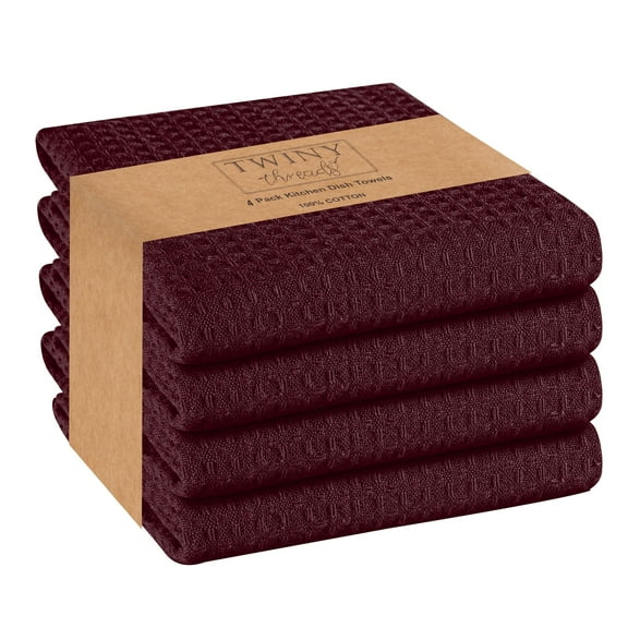 Twiny Threads Waffle Kitchen Towel 16"x26" Set of 4 - Burgundy
