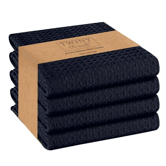 Twiny Threads Waffle Kitchen Towel 16"x26" Set of 4 - Navy