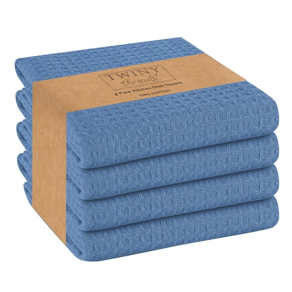 Twiny Threads Waffle Kitchen Towel 16"x26" Set of 4 - Sky Blue