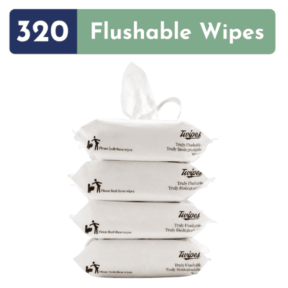 Twipes Truly Flushable Wet Wipes, 4 Packs