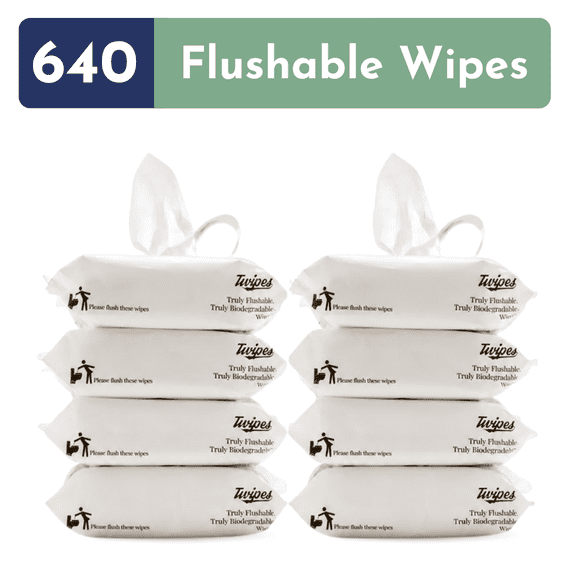 Twipes Truly Flushable Wet Wipes, 8 Packs