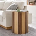 thumbnail image 1 of Twirl Two-Toned Wood Veneer Side Table in Oak Walnut, 1 of 8