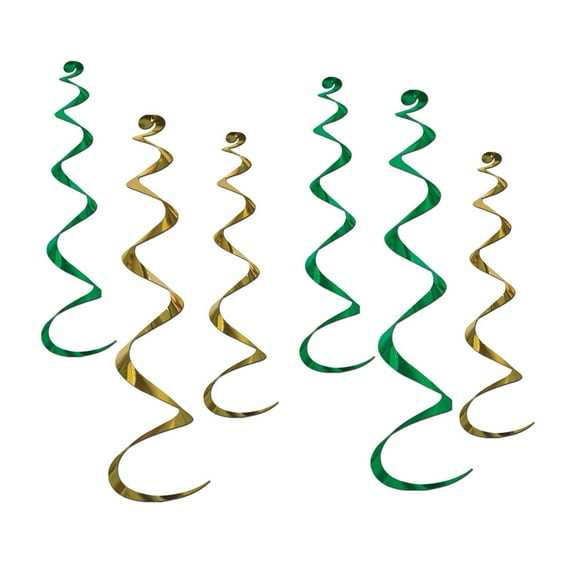 Twirly Whirlys 4-24" & 2-36" Assorted Green & Gold - 6 Pack (6 Per Package)