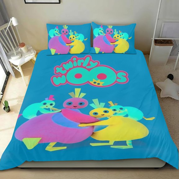 Twirlywoos Themed Bed Sheet Set Three Piece Set 68x86 In ches Comfortable And Skin Friendly Unique Design Creating A Star Gifts For Family Friends fans