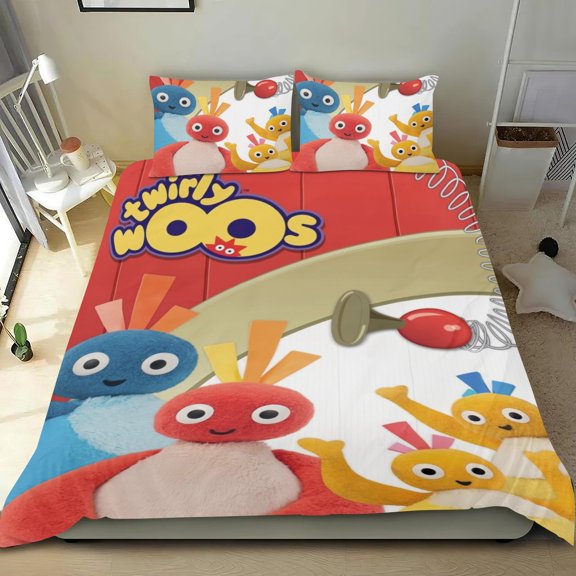 Twirlywoos Themed Bed Sheet Set Three Piece Set 68x86 In ches Comfortable And Skin Friendly Unique Design Creating A Star Gifts For Family Friends fans