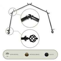 Twist 13/16 4-Sided Bay Window Curtain Rod - Black