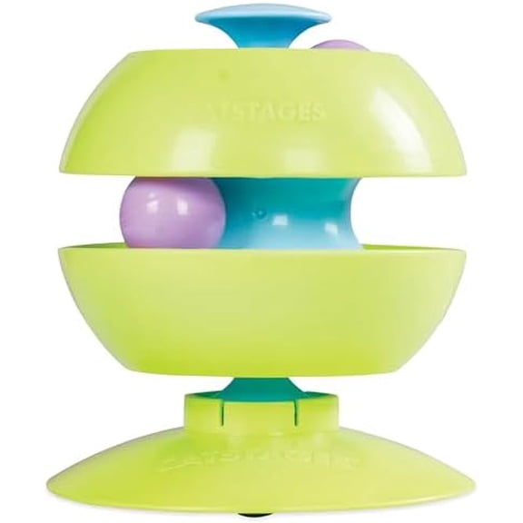 Twist-A-Ball 3-in-1 Convertible Cat Track Toy, Rolling Ball Toy for Indoor Cats, Green