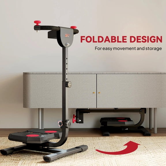 Twist Ab Machine with LCD Display Rotating Core Workout Board Adjustable Height 330 LB Capacity Full Body Cardio Exercise for Waist Toning Home Gym Fitness Equipment Space Saver Red Black