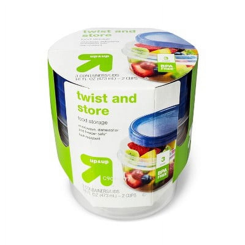 Twist And Store Medium Round Food Storage Container - 3ct/16 Fl Oz