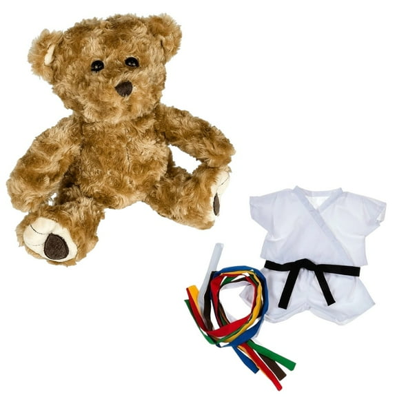 Plush Gear 8-Inch Brown Twist Bear with Karate/Taekwondo Outfit, Martial Arts Karate Stuffed Toys