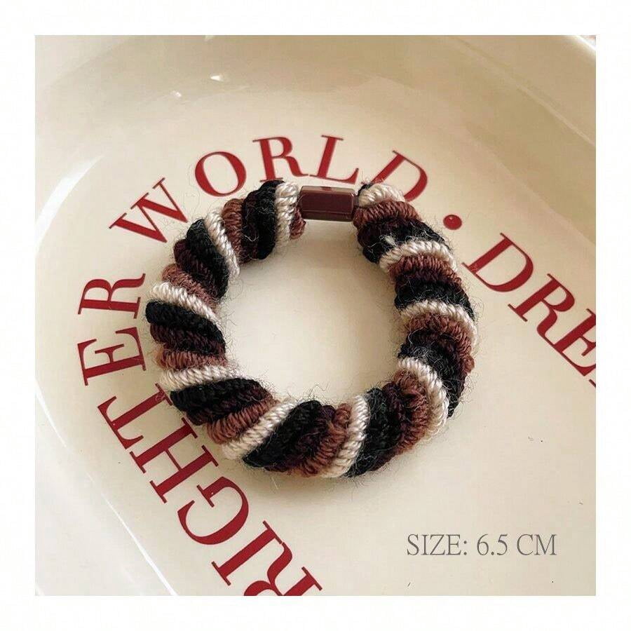 Twist Black Coffee Color Knotted Braided Hair Band With High Elasticity And Soft Grip For Stylish Ponytail
