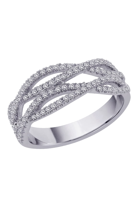 Twist Crossover Style Diamond Ring in 10K White Gold (3/8 cttw)