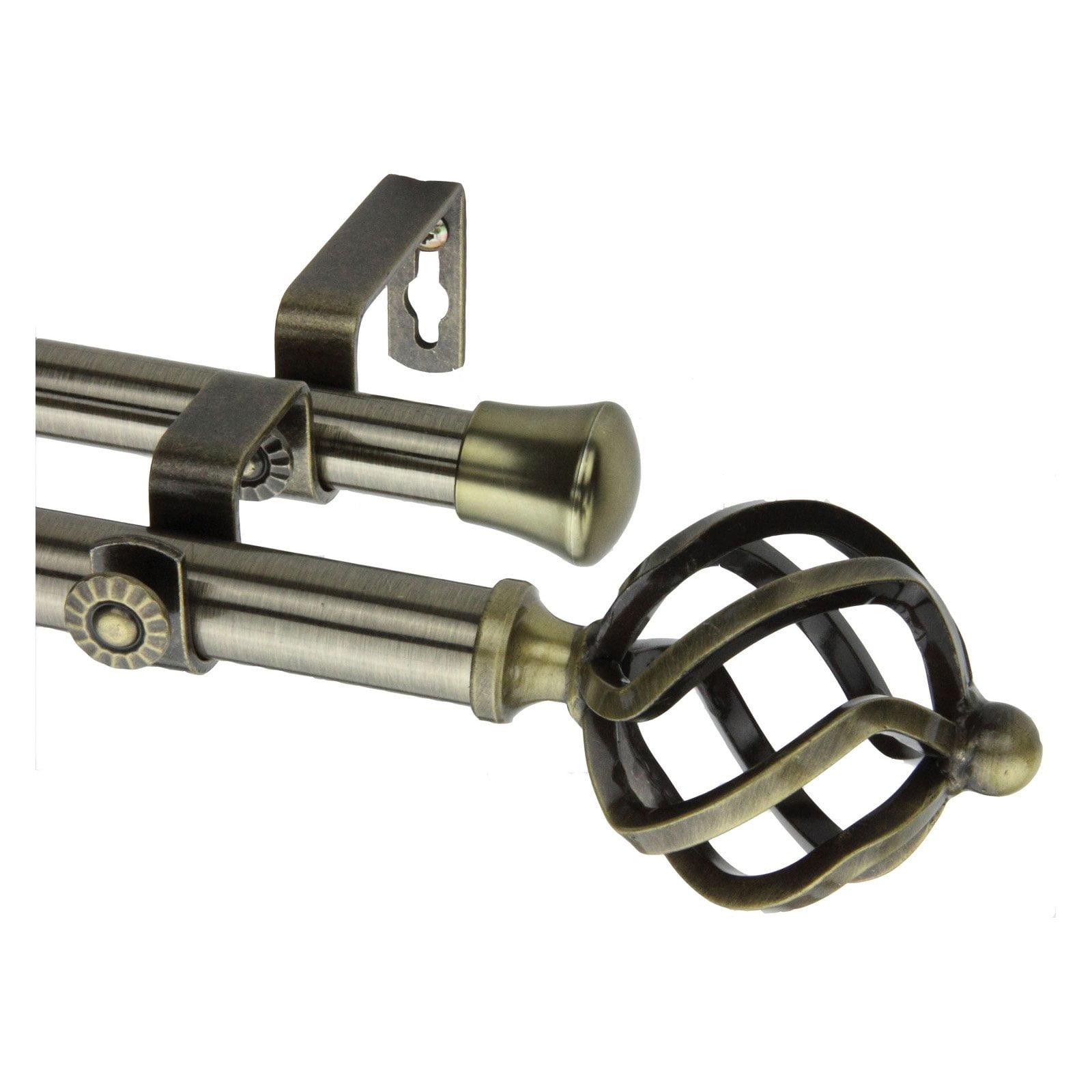 Twist Double 13/16 inch dia. Curtain Rod 66-120" - Antique Brass