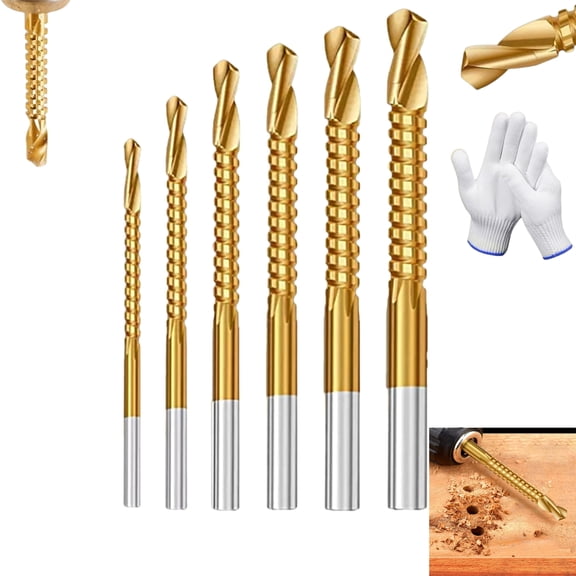 Twist Drill Bit Set Power Tool Accessories (6 PCS), 3-10mm Titanium Plated High-Speed Steel Serrated Drill Bits for Metal, Wood, Plastic & Masonry, DIY Users, Home Repairs (1 Set)