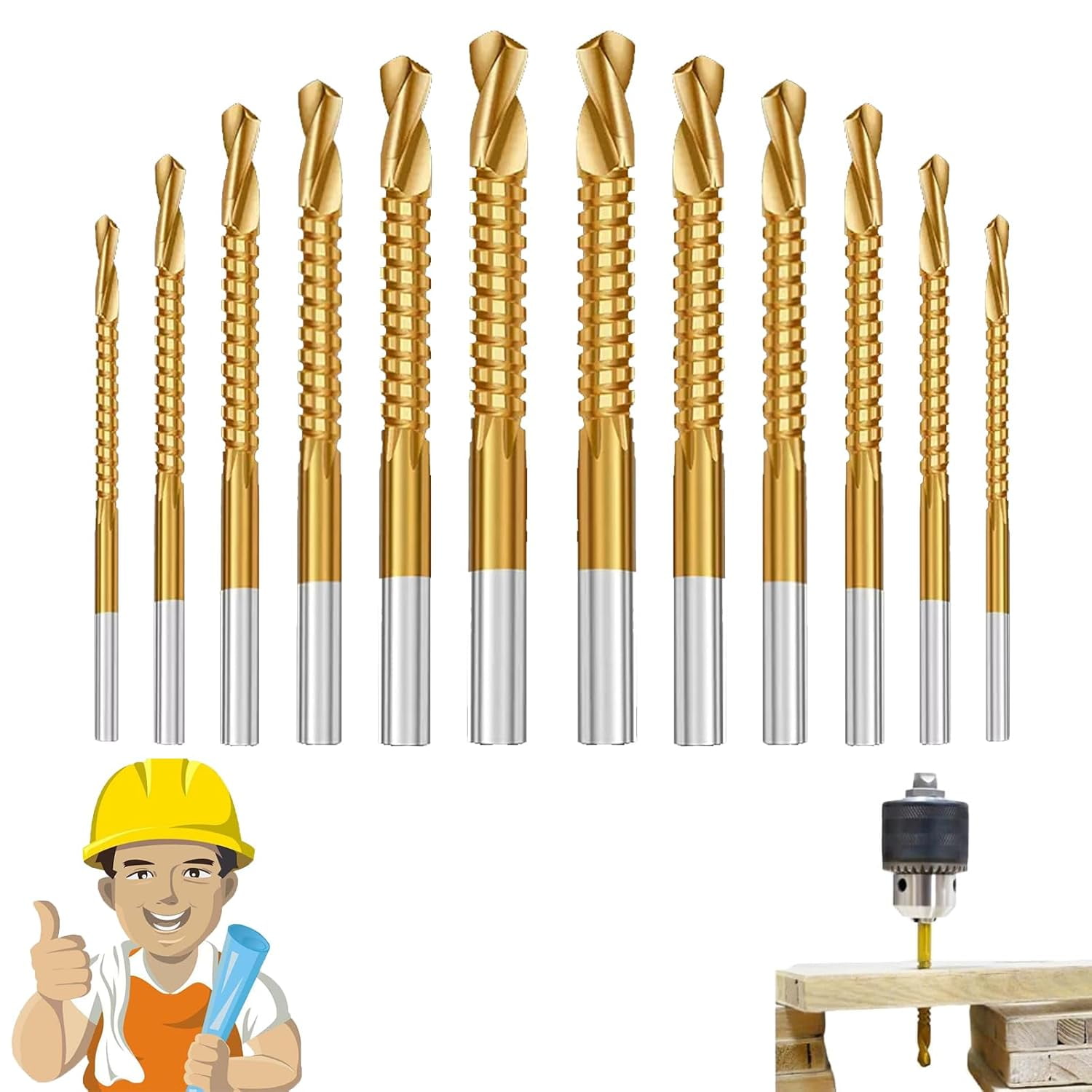 Twist Drill Bit Set Power Tool Accessories(6 Pcs), 3-10mm Titanium Plated High-Speed Steel Serrated Drill Bits, Hex Shank Serrated Cutting Drill Bit, for Plastic Metal Wood Hole (2SET)