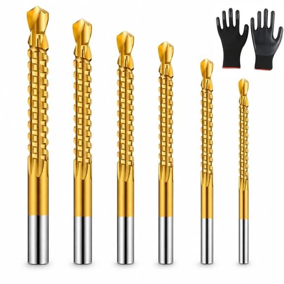 Twist Drill Bit Set, Side Cutting Drill Bit, 6-Piece 3-8mm HSS Side Cutting Bits, 135-degree Split Points and Side-cutting Edges for Wood, Plastic and Thin Aluminum