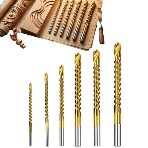 Twist Drill Bit Spiral Side Cutting Titanium Coated HSS 135° Split Point, Round Shank for Drilling, Grooving & Hole Enlarging in Wood, Plastic, Aluminum & Thin Metal