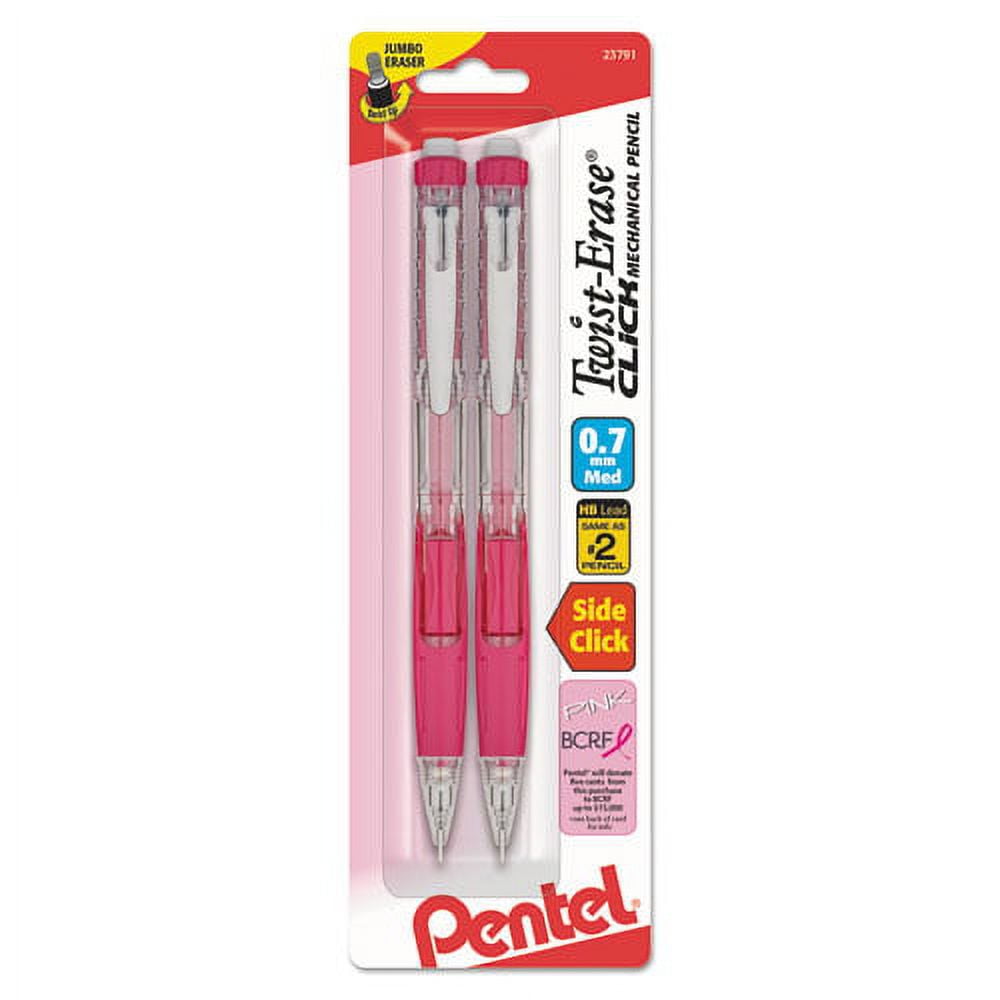 Four Candies Mechanical Pencil Set with Case - 3PCS Cute Pencils 0.7mm with  180PCS HB Lead Refills, 3PCS Erasers & 9PCS Eraser Refills, White Clear