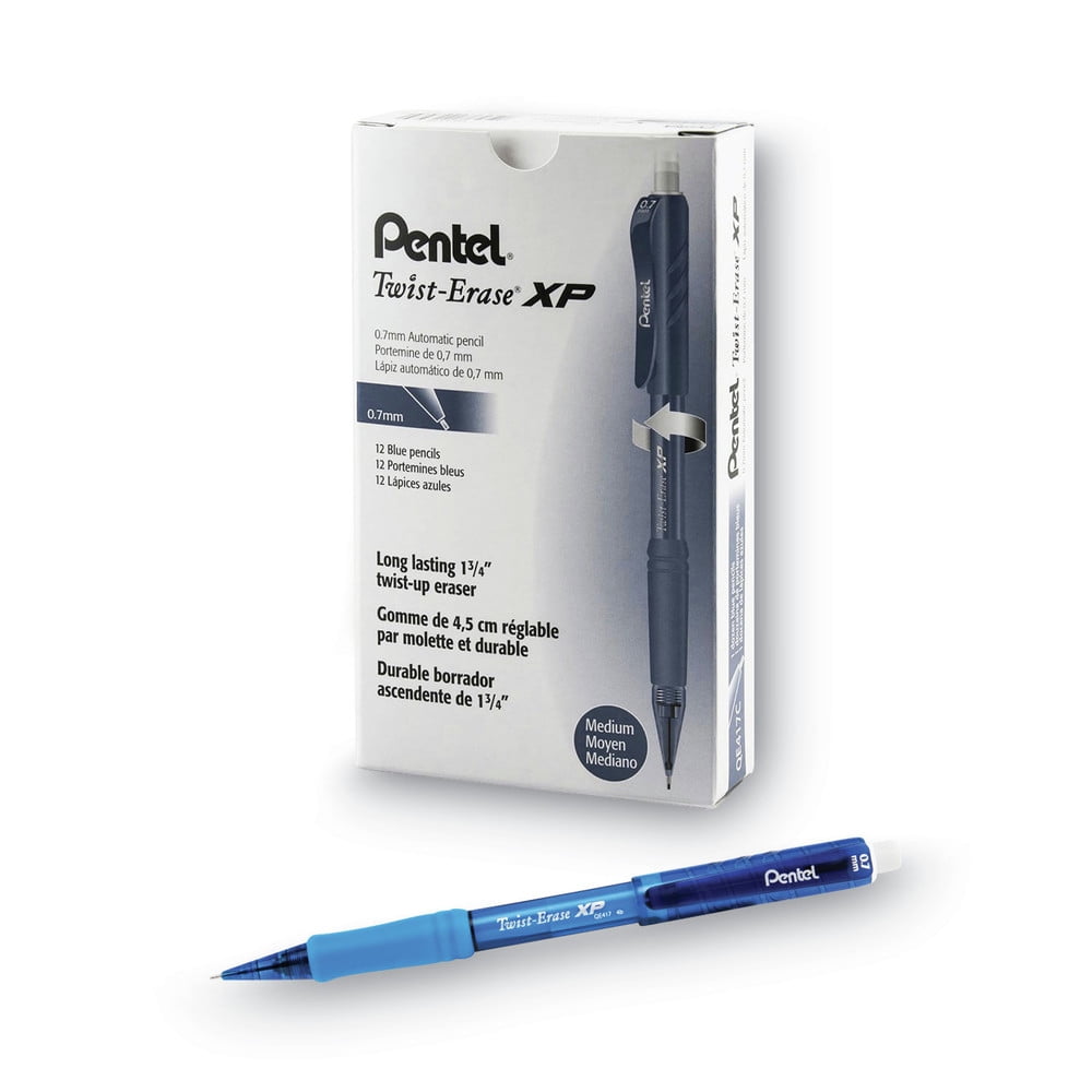 Pentel QE417C Twist-Erase EXPRESS Automatic pencl  0.70 mm  Blue Barrel  12 Pack