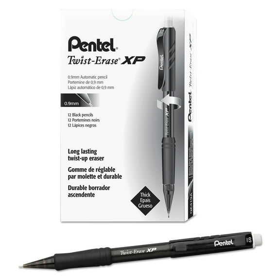 Pentel QE419A Twist-Erase EXPRESS 0.9 millimeter HB (No. 2) Mechanical Pencil - Black Lead/Barrel (1-Dozen)