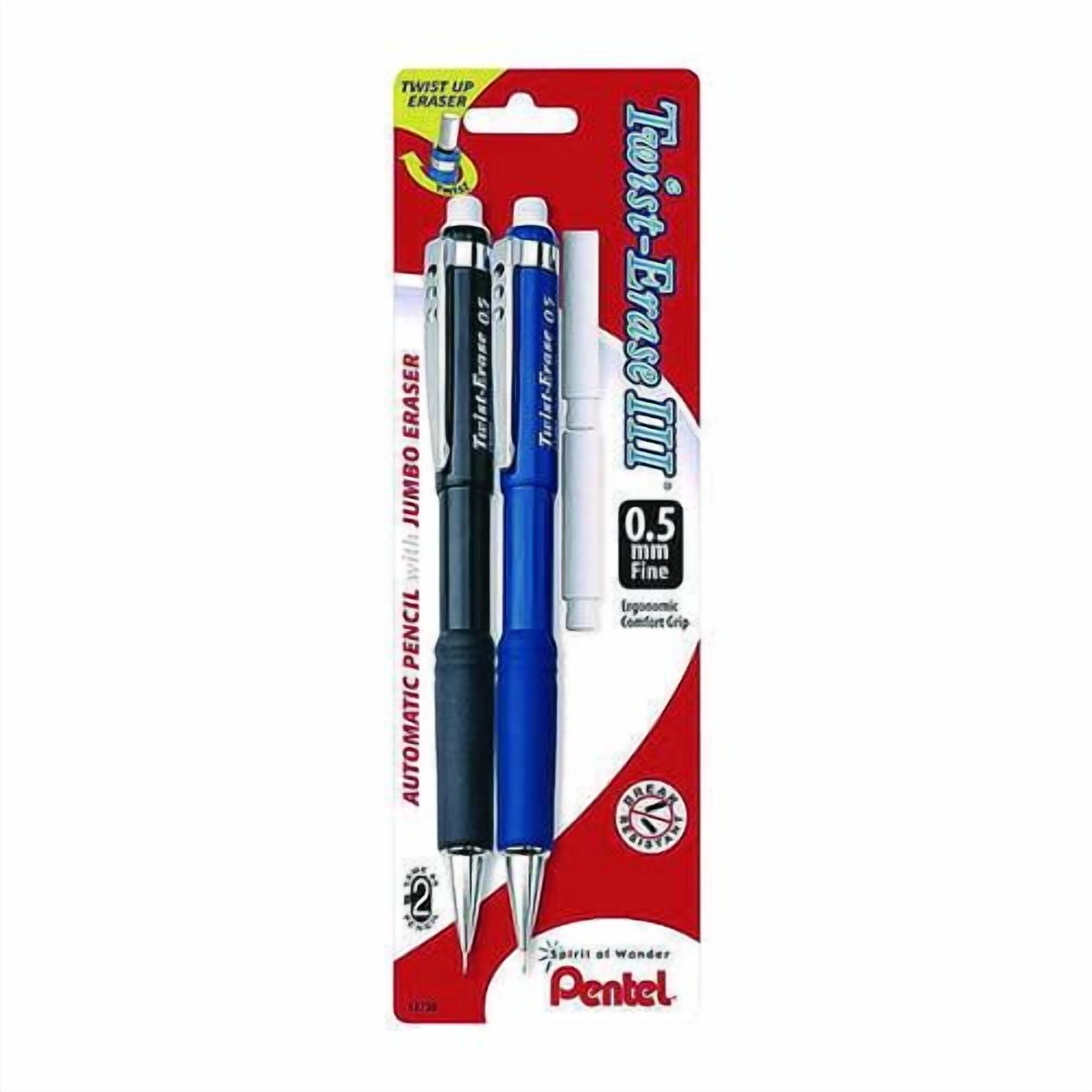Twist-Erase III Mechanical Pencil, 0.5 mm, HB (#2), Black Lead, Black/Blue Barrel, 2/Pack | Bundle of 5