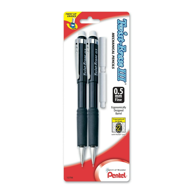 3PC Transparent Exam Mechanical Pencil with Square Lead and Eraser