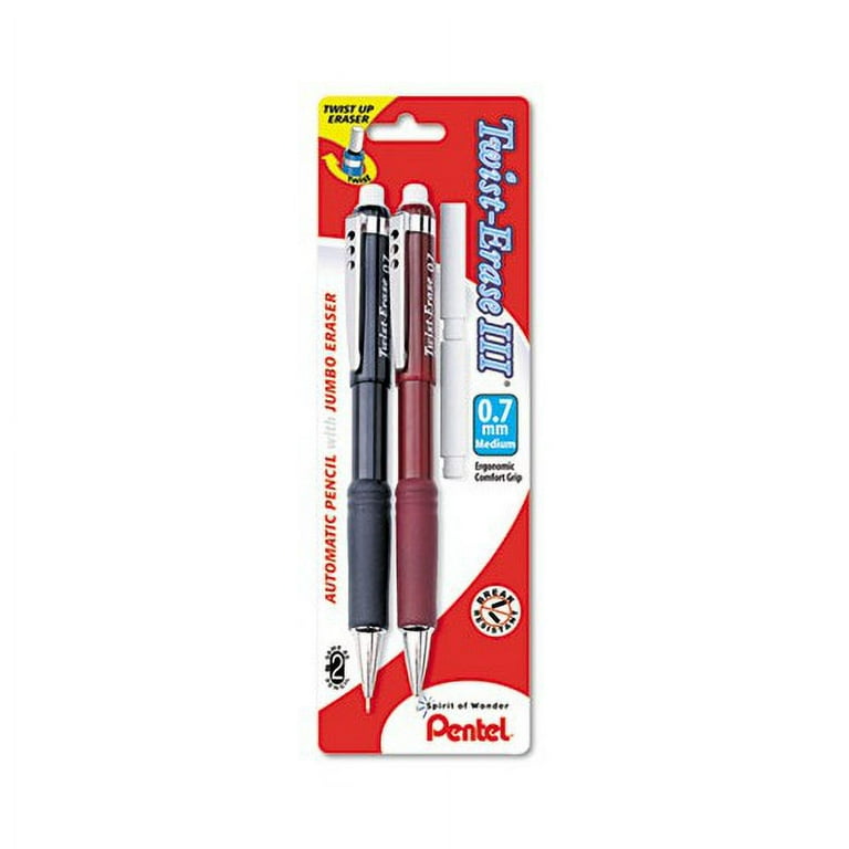 Twist-Erase III Mechanical Pencil, 0.9 mm, HB (#2), Black Lead, Assorted Barrel Colors, 2/Pack Twist-Erase III Mechanical Pencil, 0.9 mm, HB (#2), Black Lead, Assorted Barrel Colors, 2/Pack