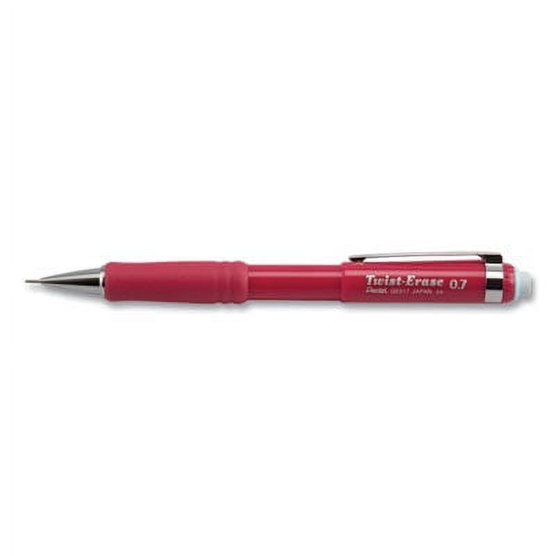 PENTEL Twist-Erase LII Mechanical Pencil, 0.7 Mm, Hb (#2.5), Black Lead, Red Barrel
