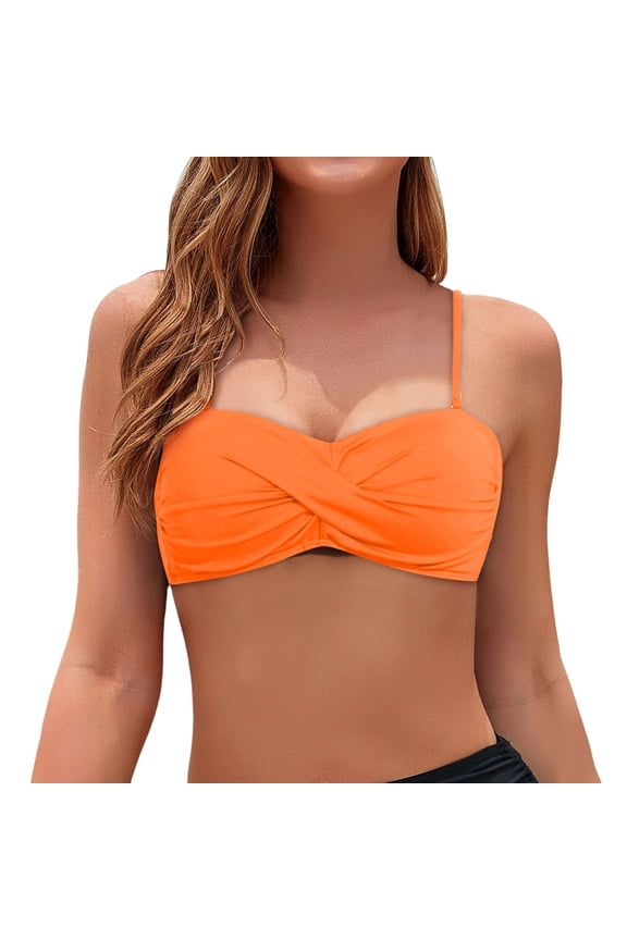 Twist Front Bandeau Strapless Push-Up Bikini Top, Women's