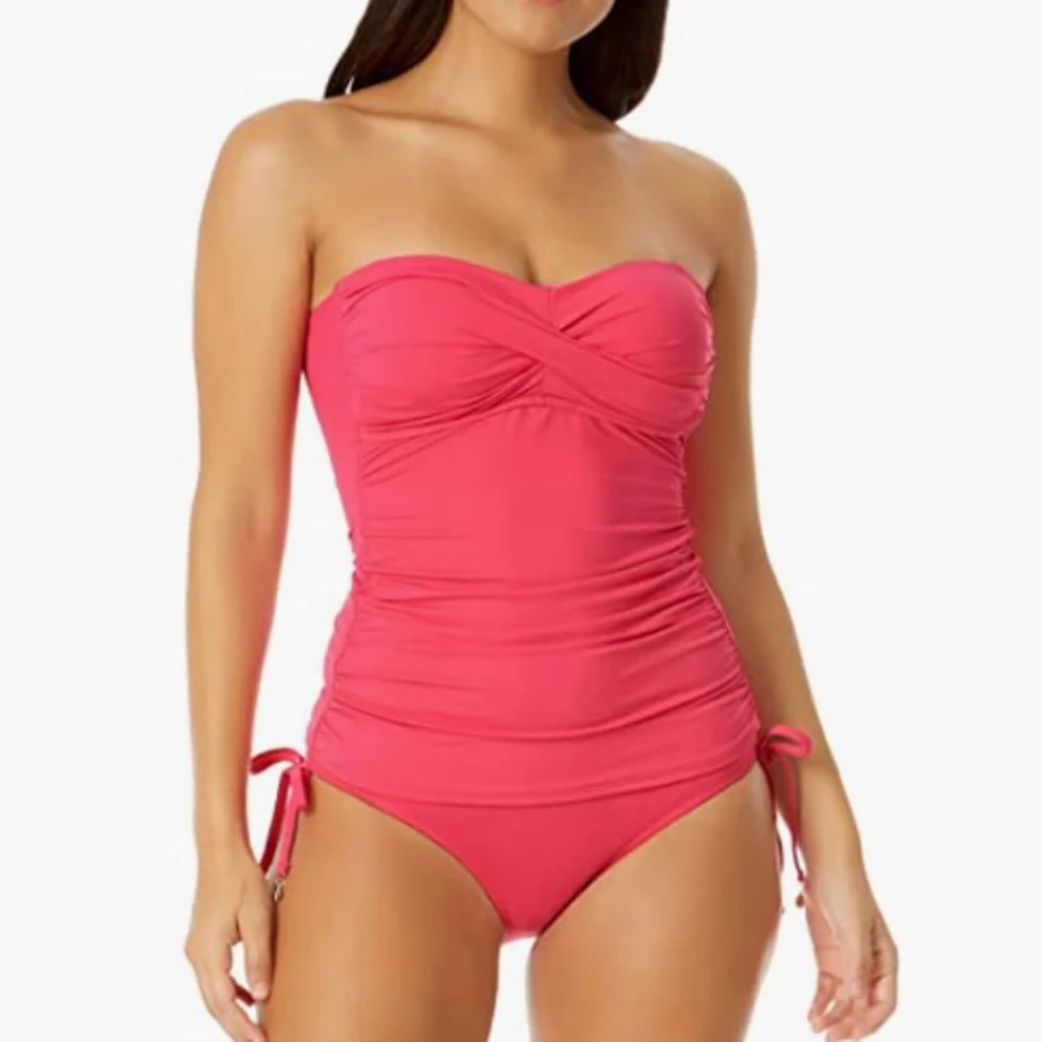 TwistFront Ruched Tankini Swim Top Women's Swimwear