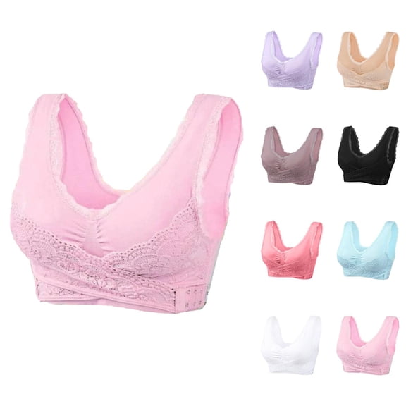 Twist Front Wireless Seamless Push Up Bras for Women Plus Size Wave Trim Lace Sleeping Yoga Bralettes Everyday Bra