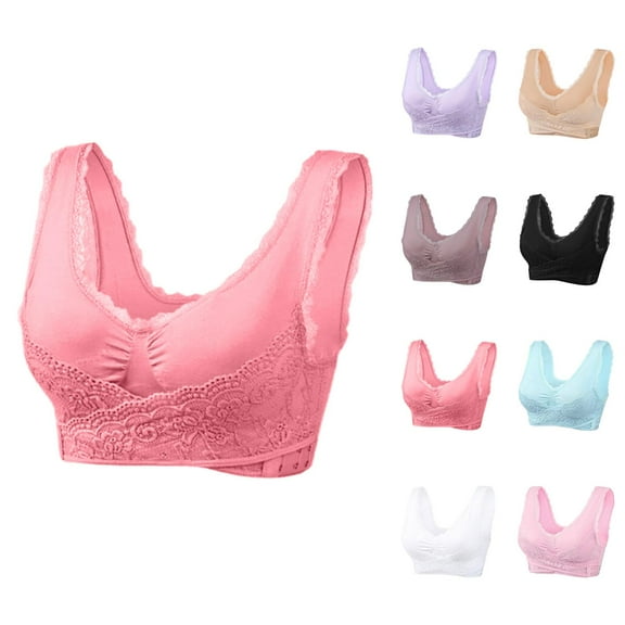 Twist Front Wireless Seamless Push Up Bras for Women Plus Size Wave Trim Lace Sleeping Yoga Bralettes Everyday Bra