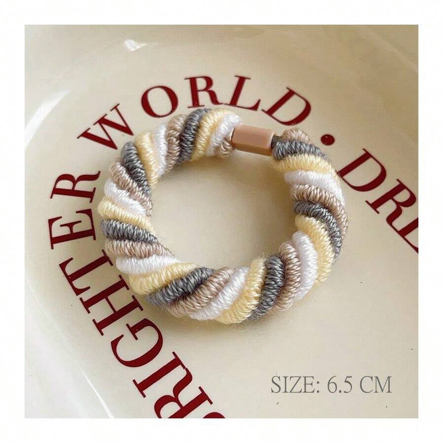 Twist Gray Yellow Knotted Braided Hair Band With High Elasticity And Soft Grip For Gentle Ponytail Styling