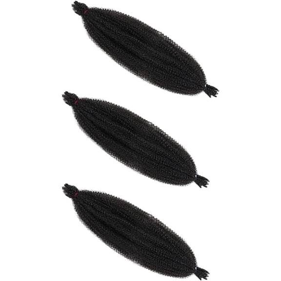 Twist Hair 3 Packs Afro Kinky Curly Hair Extensions 12 Inch Pre Fluffed Kinky Hair with Crochet Hair Extensions for Marley Curly Braiding Hair Extensions for Jumbo Twists Braiding Hair Black