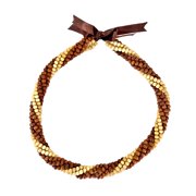 Twist Hawaiian Koa Wood And Coconut Bead Hawaii Lei Necklace, Brown, 24.5"