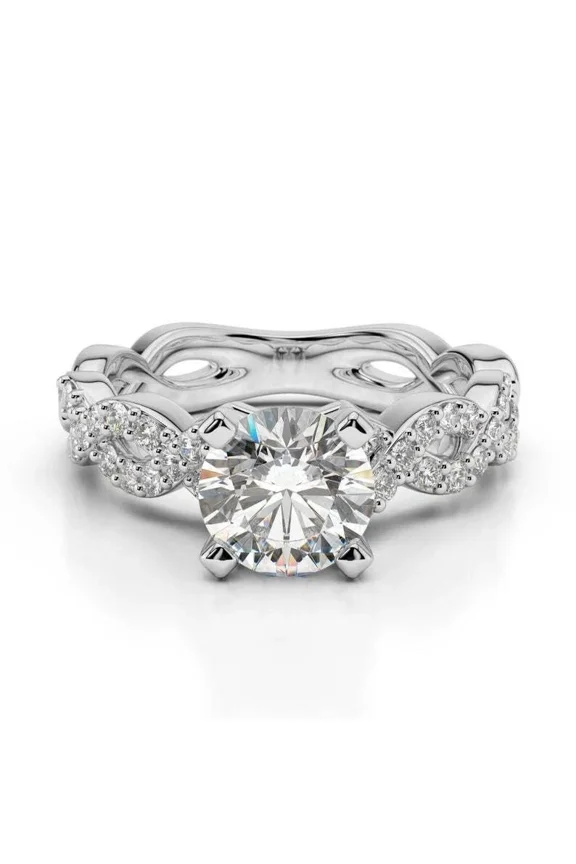 Twist Infinity Style Design Wedding Ring, Women's Engagement Ring, 1.6 Ct Round Brilliant Cut Simulated Diamond, Mothers Day Gift, 14K White Gold Plated, Anniversary Gift, Birthday Gifts