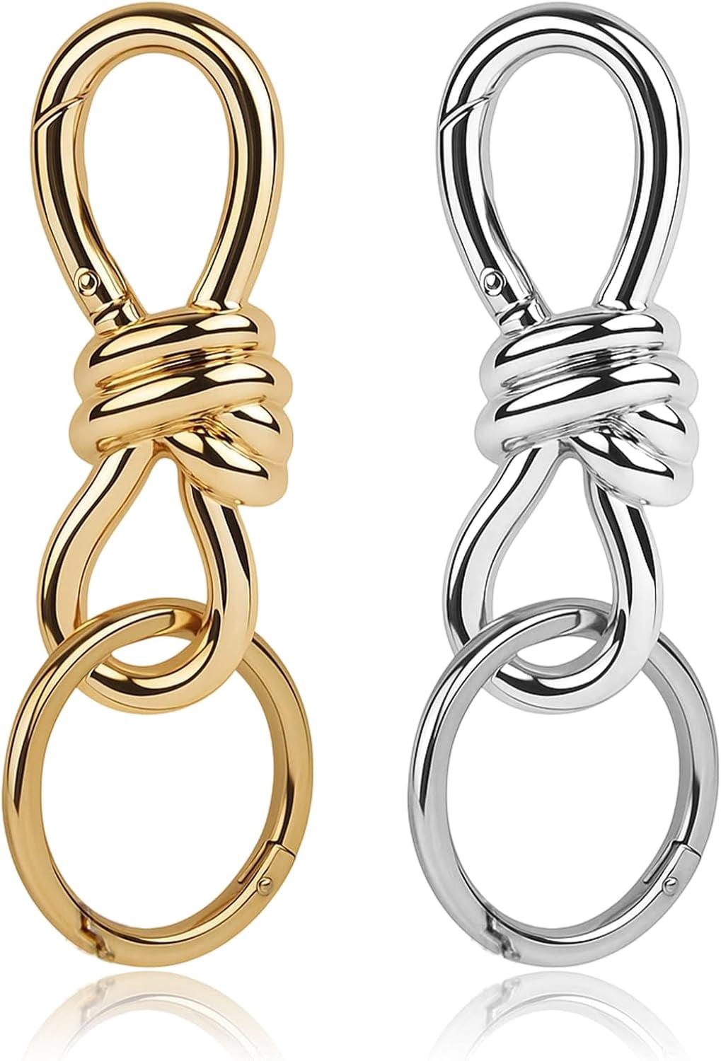 Twist Knot Clasp Bag Charm Keychain,D-Ring Keychain Heavy Duty Spring Snap Hook Fashion Accessory for Purse Backpack