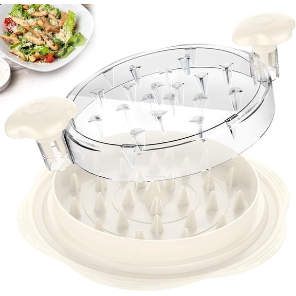 Twist Large Chicken Breast Shredder with Brush&Fork, Visible Meat Shredder Machine, Strong Anti-Slip Strip, Ergonomic Handle, BPA Free, Suitable for Pork Beef Chicken (White)