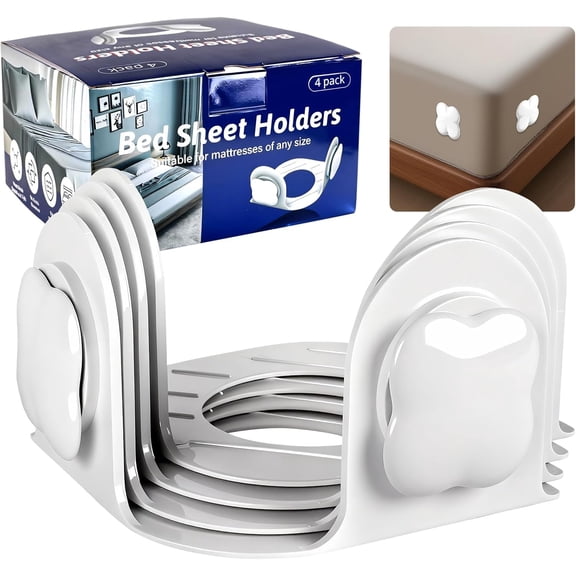 Twist-Lock Bed Sheet Holder & Corner Grippers - Stops Shifting & Bunching for a Tight Fit, Innovative Clip-Free Design,Universal for All Mattress & Sheet Sizes, Easy Install