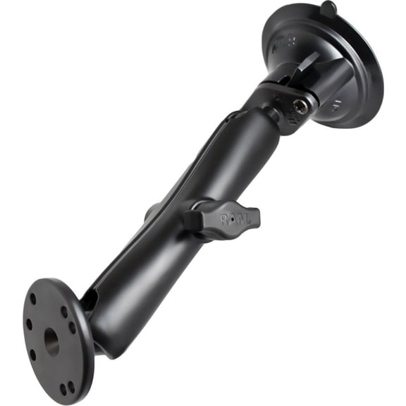 RAM-B-166-C-202U RAM Mounts Twist-Lock Suction Cup Double Ball Mount with Round Plate - Long