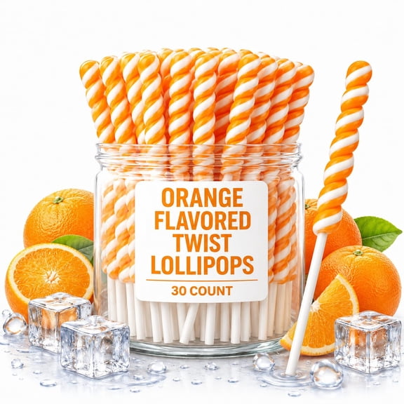 Twist Lollipops Individually Wrapped Bulk Candy | Fun Twisty Lollipops for Kids' Birthday Parties, Events & Candy Buffets (Orange)
